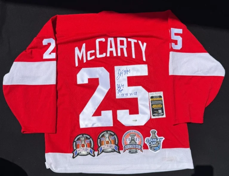 Darren McCarty Signed Detroit Red Wings 4x Stanley Cup Patch CCM Jersey JSA COA