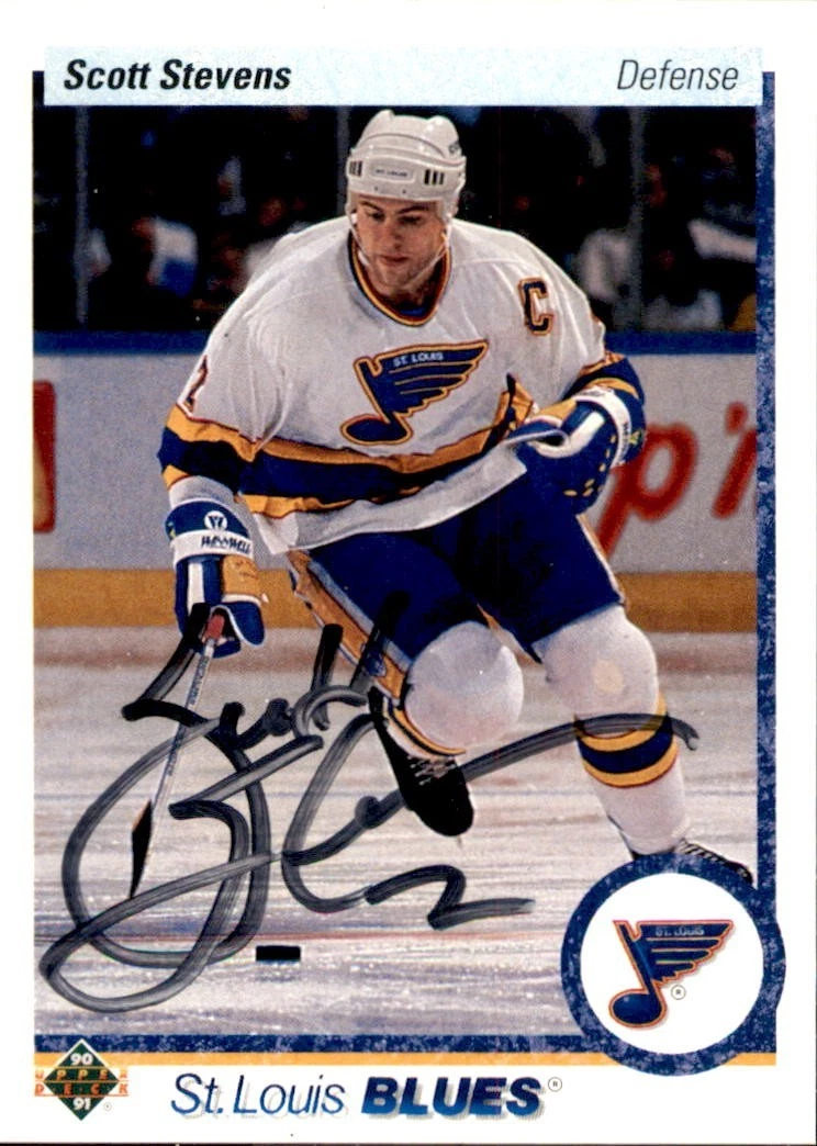 Scott Stevens Signed 1990/91 Upper Deck Card #436 St. Louis Blues