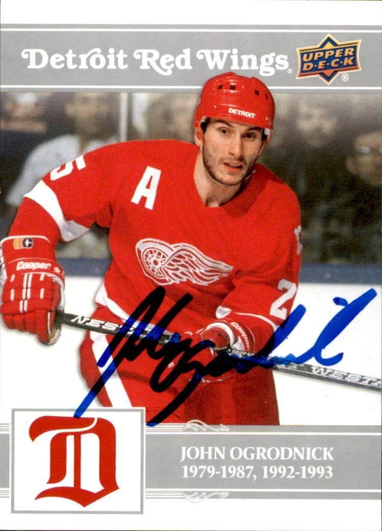 John Ogrodnick Signed 2025/26 UD Detroit Red Wings Centennial Cougars Card #6