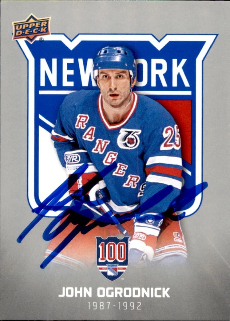 John Ogrodnick Signed 2025/26 Upper Deck New York Rangers Centennial Card #32
