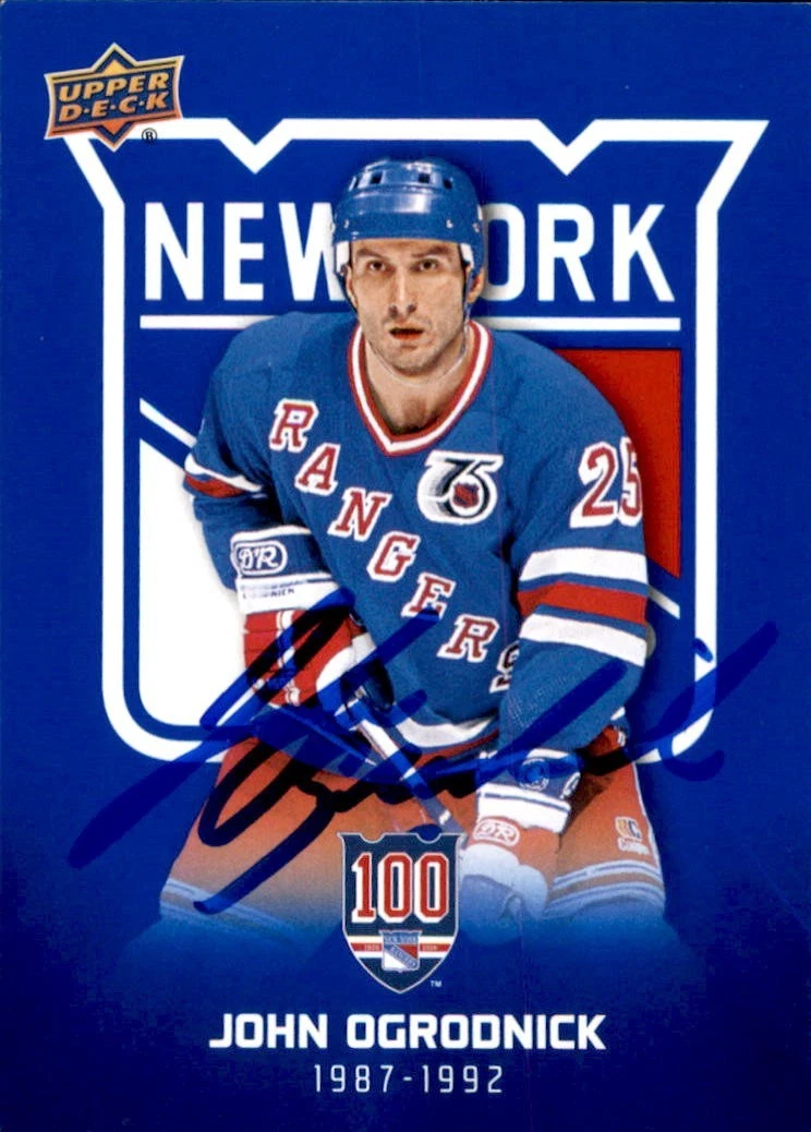 John Ogrodnick Signed 2025 Upper Deck New York Rangers Centennial Blue Card #32