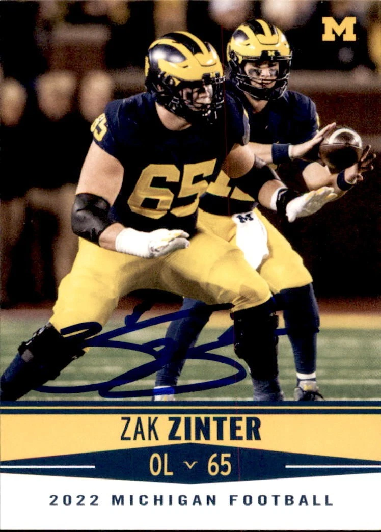 Zak Zinter Signed 2022 Valiant Michigan Wolverines Card