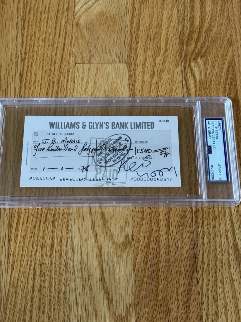 Awesome Who Keith Moon Signed Check PSA Slabbed Daltrey Townshend Gem Mint 10