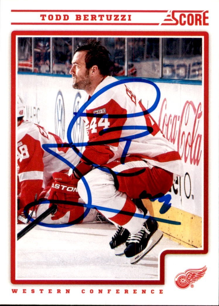 Todd Bertuzzi Signed 2012/13 Score Card #184 Detroit Red Wings