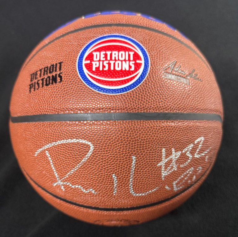 Richard Hamilton Signed & 2X Inscribed Detroit Pistons Logo Basketball JSA COA