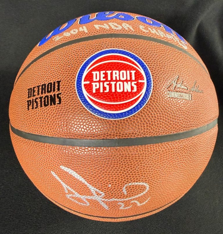 Tayshaun Prince Signed & 2X Inscribed Detroit Pistons Logo Basketball JSA COA