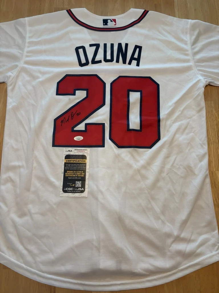 MARCELL OZUNA Signed Autographed Atlanta Braves Jersey . JSA Coa