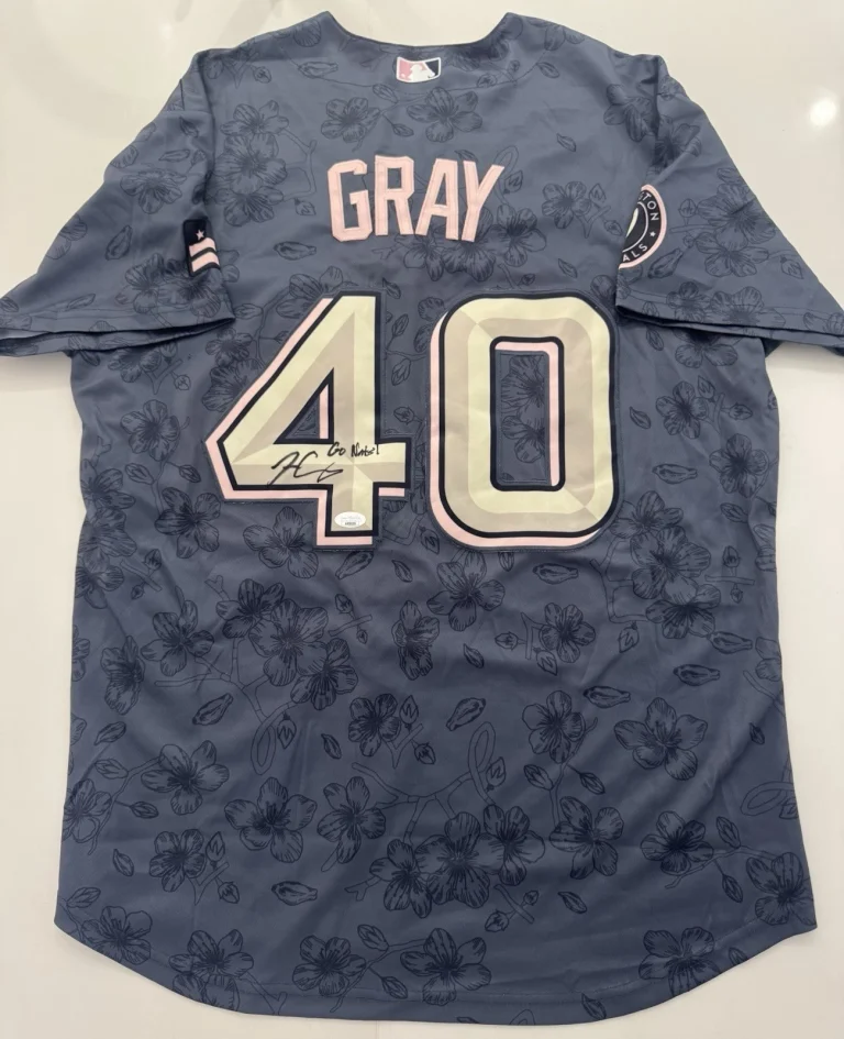 Josiah Gray Washington Nationals Autographed Inscribed Go Nats!Jersey JSA COA