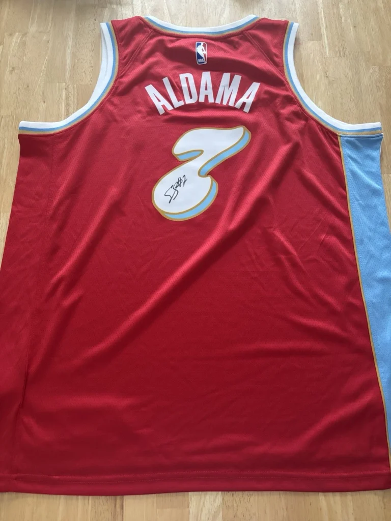 Santi Aldama Signed  Autographed Memphis Grizzlies City Edition Jersey. JSA Coa