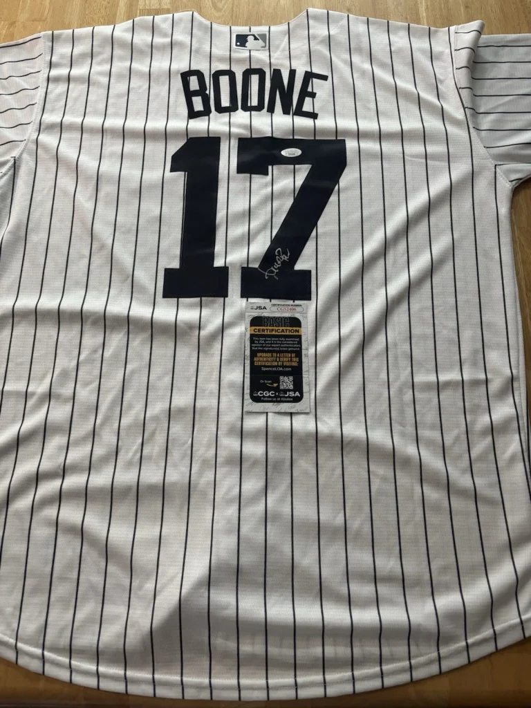 AARON BOONE SIGNED Autographed NEW YORK YANKEES  JERSEY JSA COA