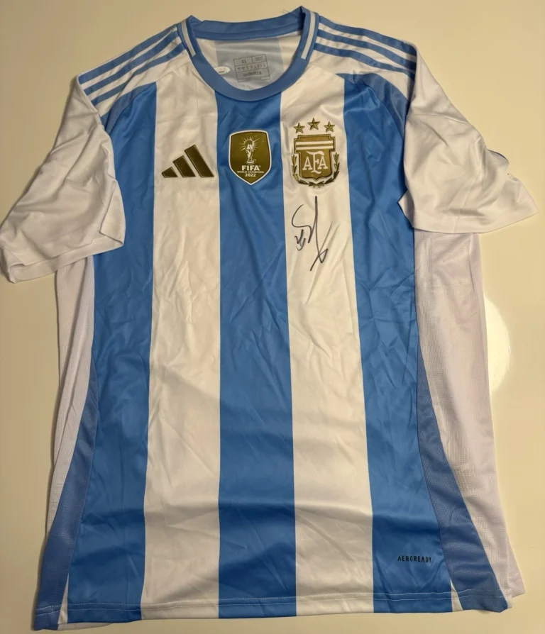Enzo Fernandez Argentina Autographed Jersey 2022 World Cup Champs READ JSA COA
