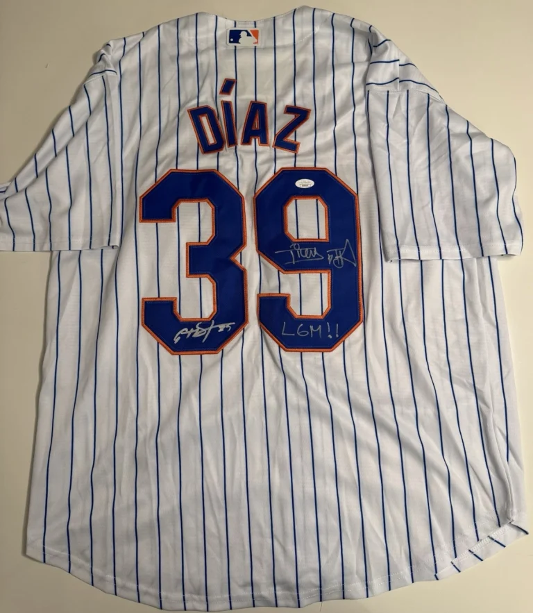 Edwin Diaz & Timmy Trumpet DJ Autographed New York Mets Jersey RARE JSA COA