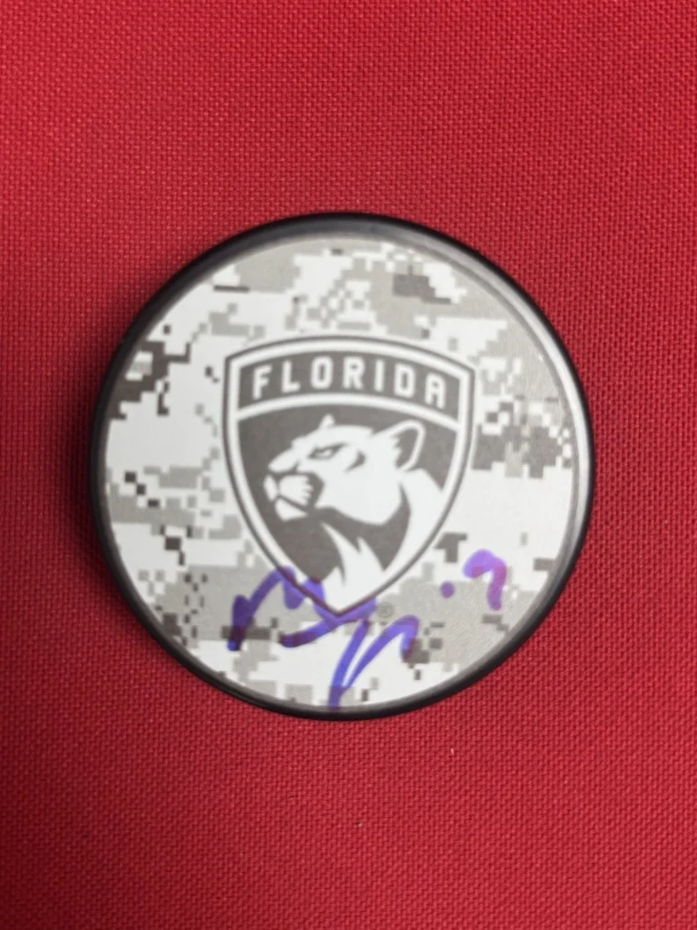 Matthew Tkachuk Florida Panthers Autographed Puck Beckett Witness COA