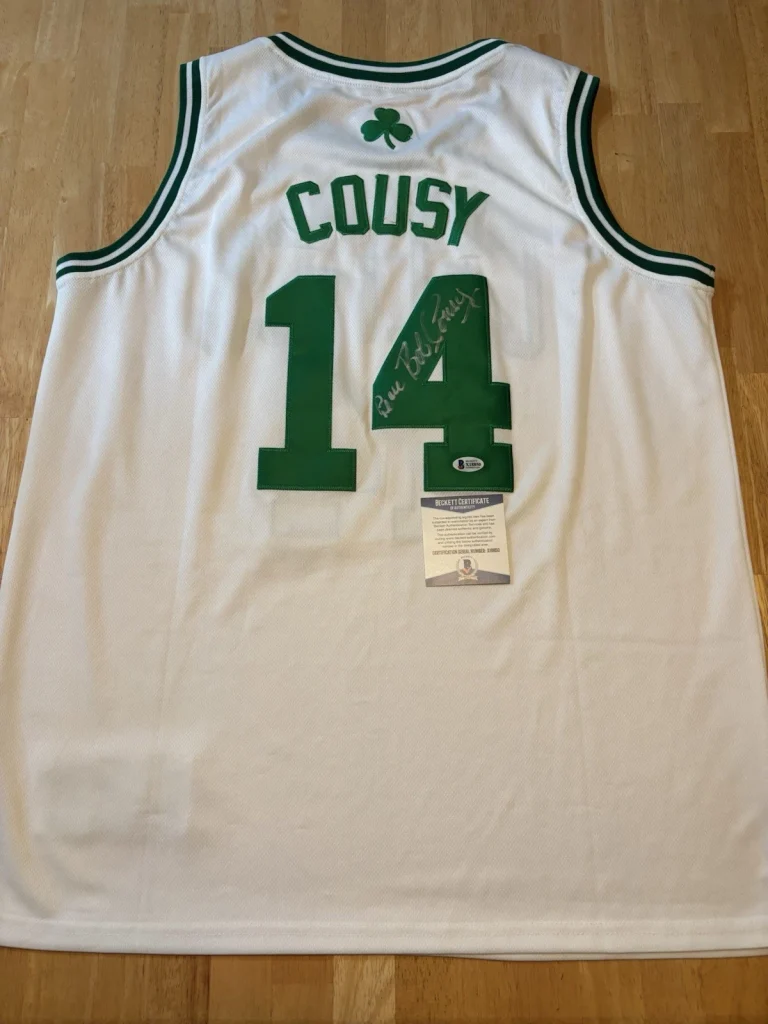 Bob Cousy Signed Autographed Boston Celtics Jersey Champs HOF MVP. Beckett Coa