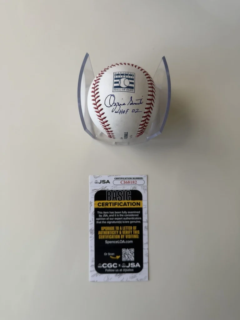Ozzie Smith St. Louis Cardinals Autographed HOF Baseball Inscribed HOF JSA COA