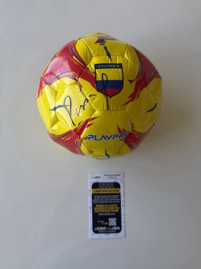Carlos Pibe Valderrama Autographed Colombia Soccer Ball Star JSA COA