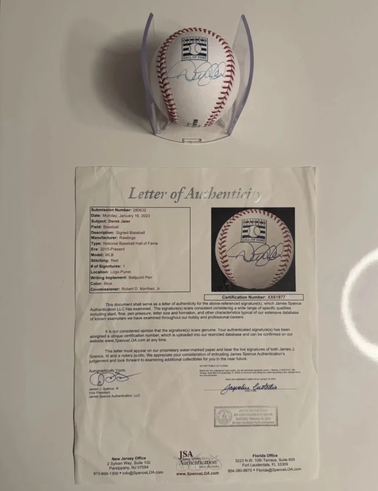 Derek Jeter New York Yankees Autographed Hall of Fame MLB Baseball JSA LOA COA
