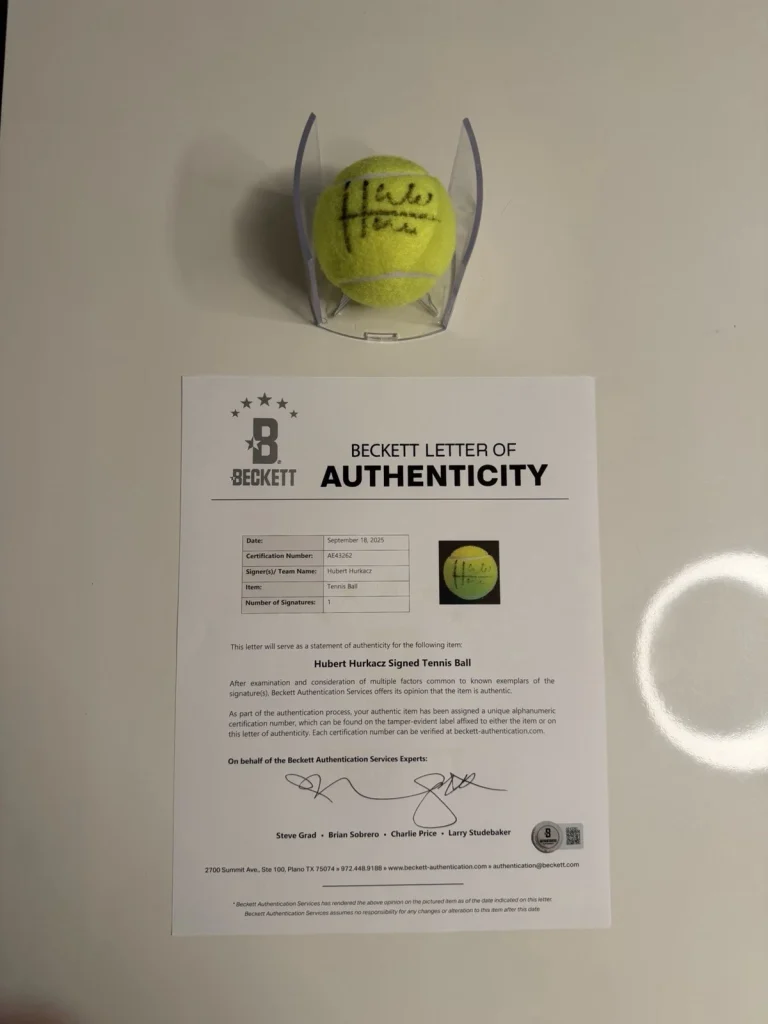 Hubert Hurkacz Autographed Tennis Ball Beckett BAS LOA COA