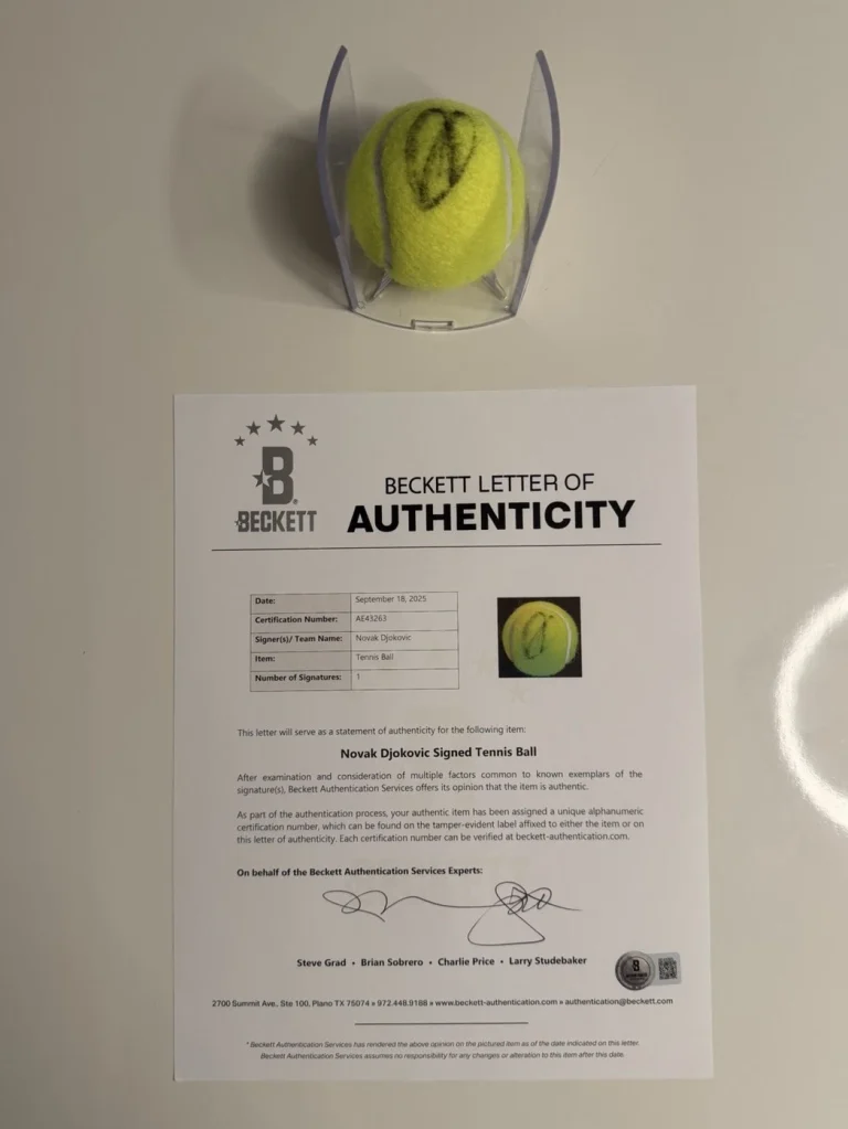 Novak Djokovic Autographed US Open 1 Tennis Ball Star Beckett LOA COA