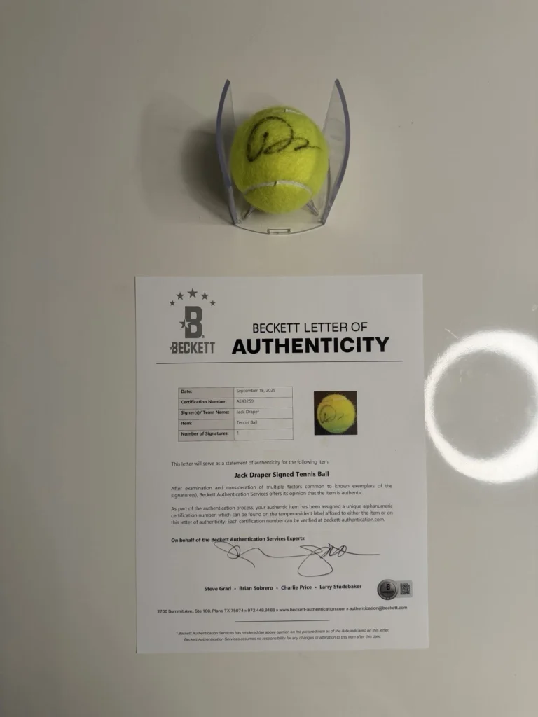 Jack Draper Autographed Wilson US Open 1 Tennis Ball Beckett BAS LOA COA