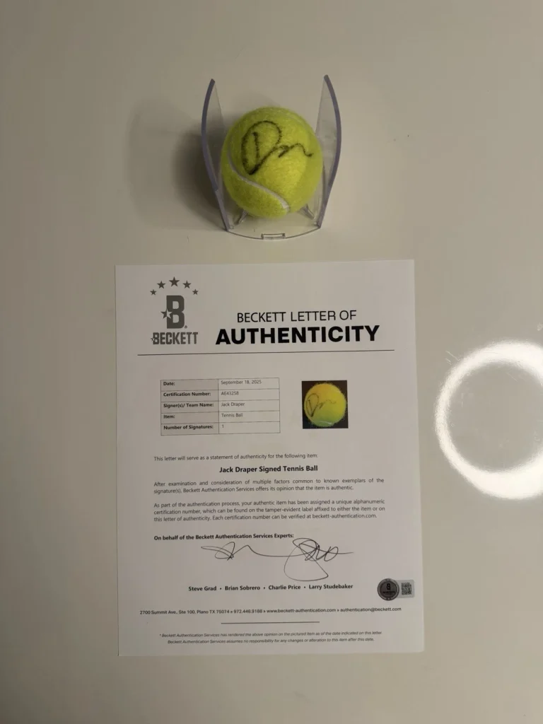 Jack Draper Autographed Wilson US Open 1 Tennis Ball Beckett BAS LOA COA