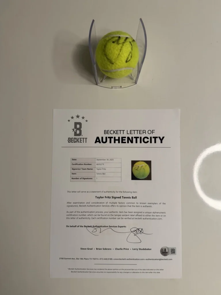 Taylor Fritz Autographed Penn 1 Tennis Ball Superstar Beckett BAS LOA COA