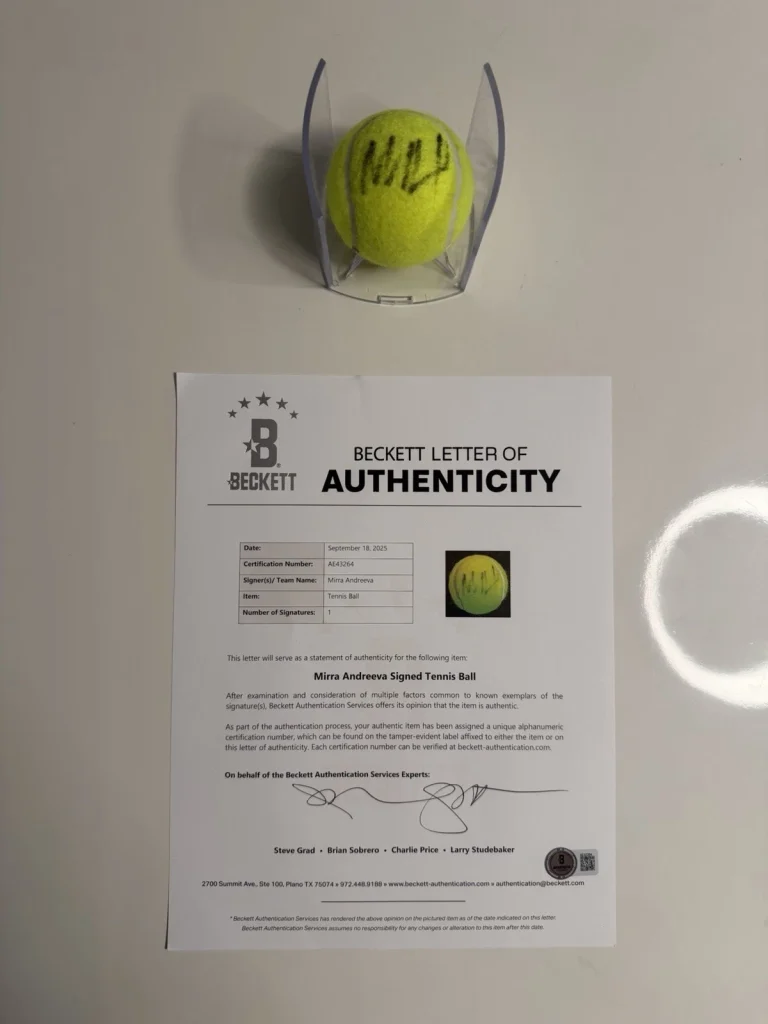 Mirra Andreeva Autographed Penn 1 Tennis Ball Star Beckett BAS LOA COA