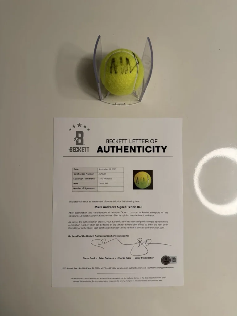 Mirra Andreeva Autographed Wilson US Open 1 Tennis Ball Star Beckett BAS LOA COA