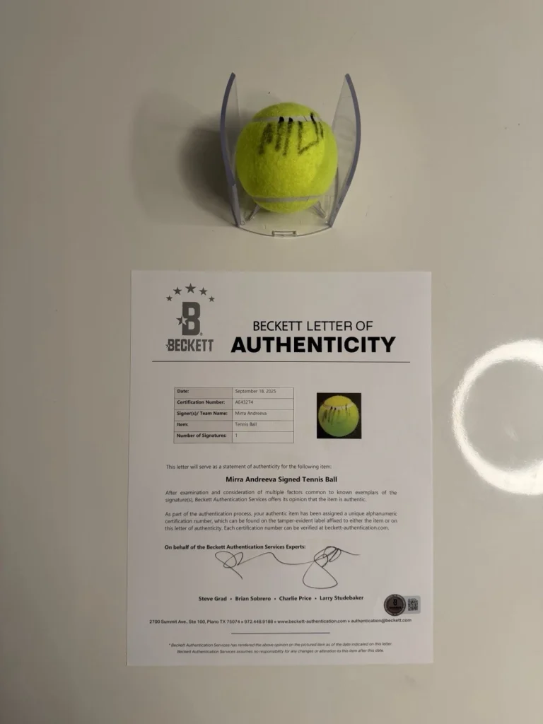 Mirra Andreeva Autographed Dunlop 3 Tennis Ball Star Beckett BAS LOA COA