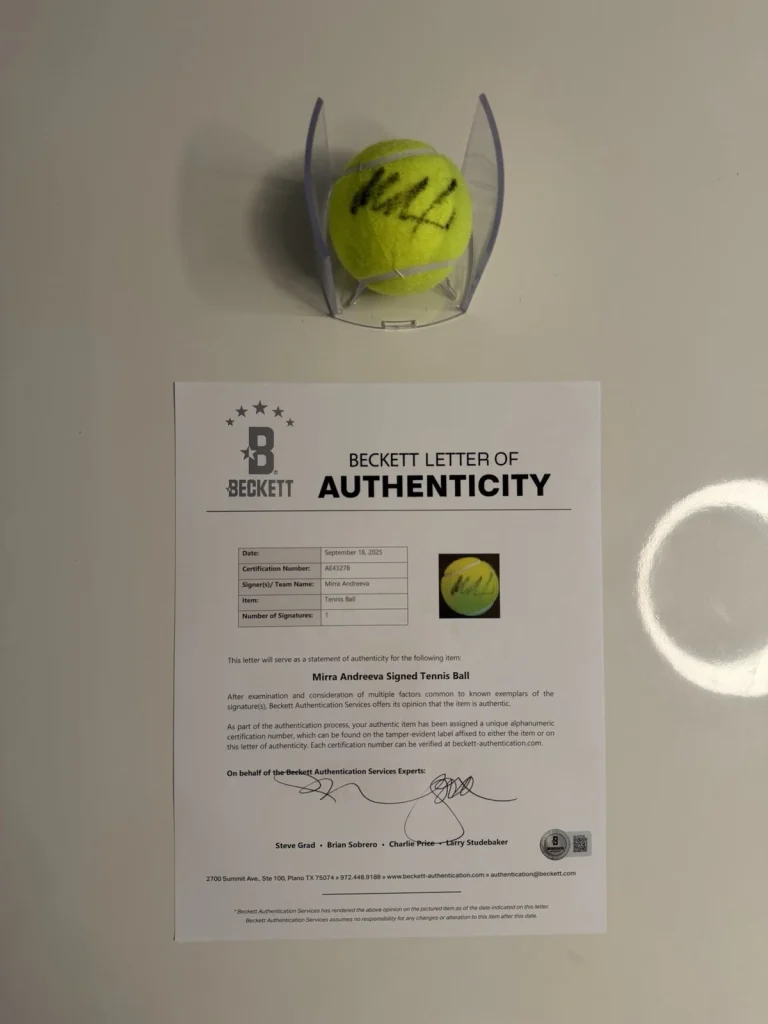 Mirra Andreeva Autographed Dunlop 3 Tennis Ball Star Beckett BAS LOA COA