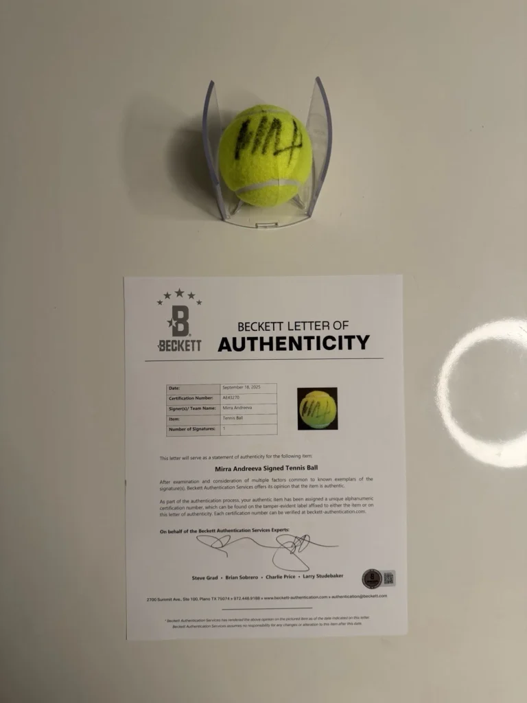 Mirra Andreeva Autographed Dunlop 4 Tennis Ball Star Beckett BAS LOA COA
