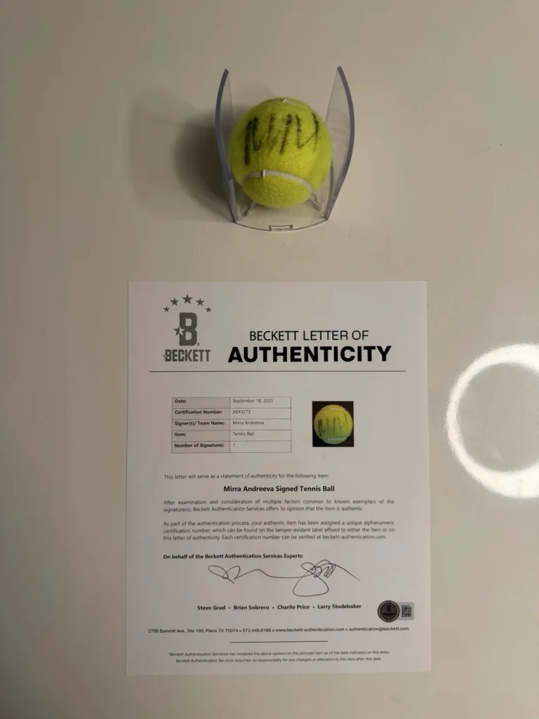 Mirra Andreeva Autographed Wilson US Open 4 Tennis Ball Star Beckett BAS LOA COA
