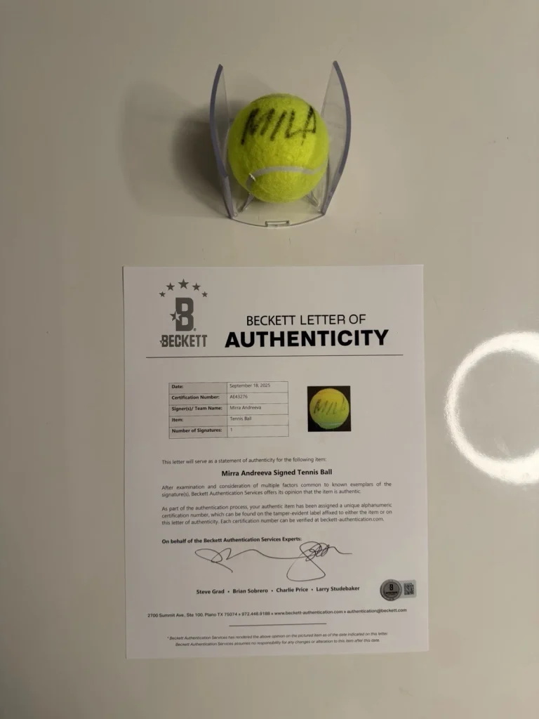 Mirra Andreeva Autographed Dunlop 3 Tennis Ball Star Beckett BAS LOA COA