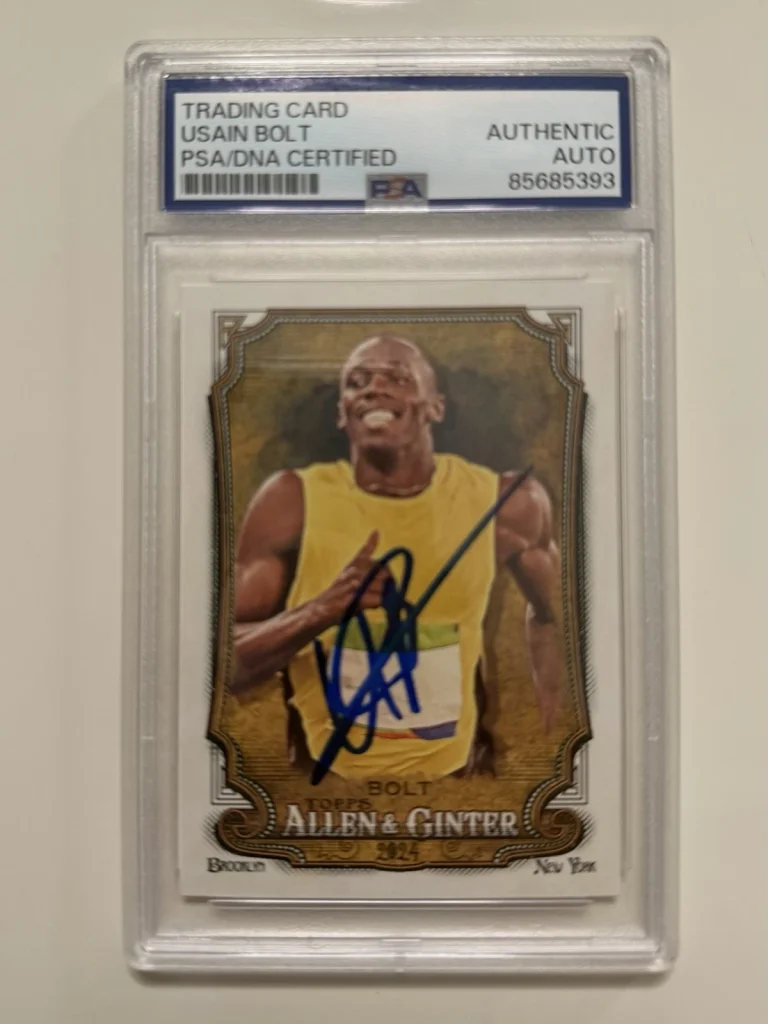 Usain Bolt Autographed 2024 Allen & Ginter Trading Card #208 PSA/DNA