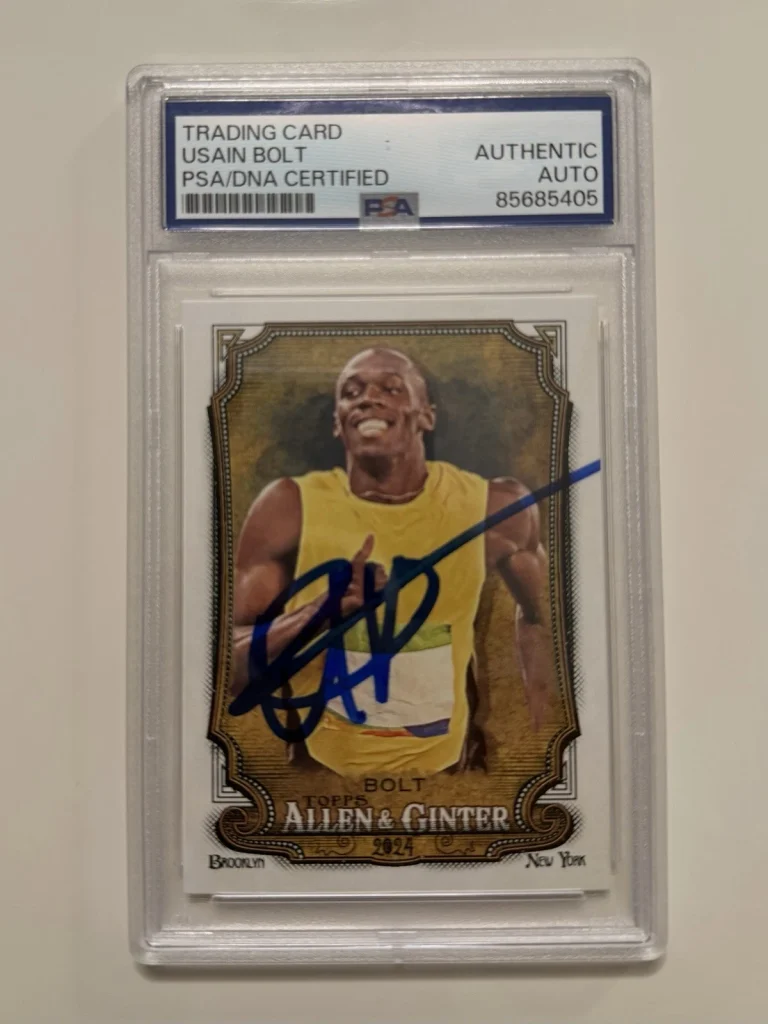 Usain Bolt Autographed 2024 Allen & Ginter Trading Card #208 PSA/DNA