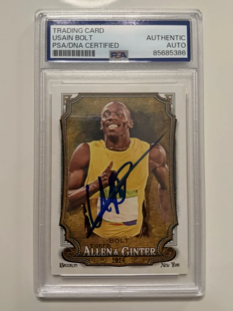 Usain Bolt Autographed 2024 Allen & Ginter Trading Card #208 PSA/DNA
