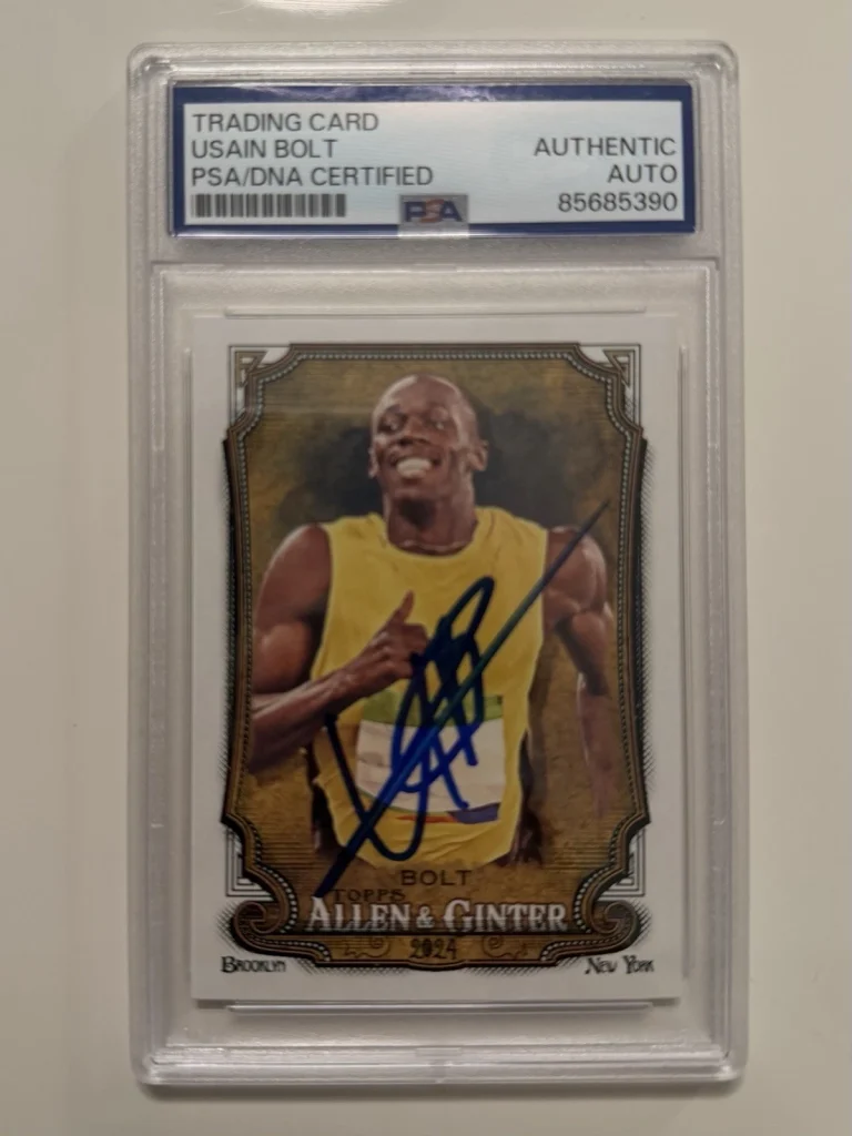 Usain Bolt Autographed 2024 Allen & Ginter Trading Card #208 PSA/DNA