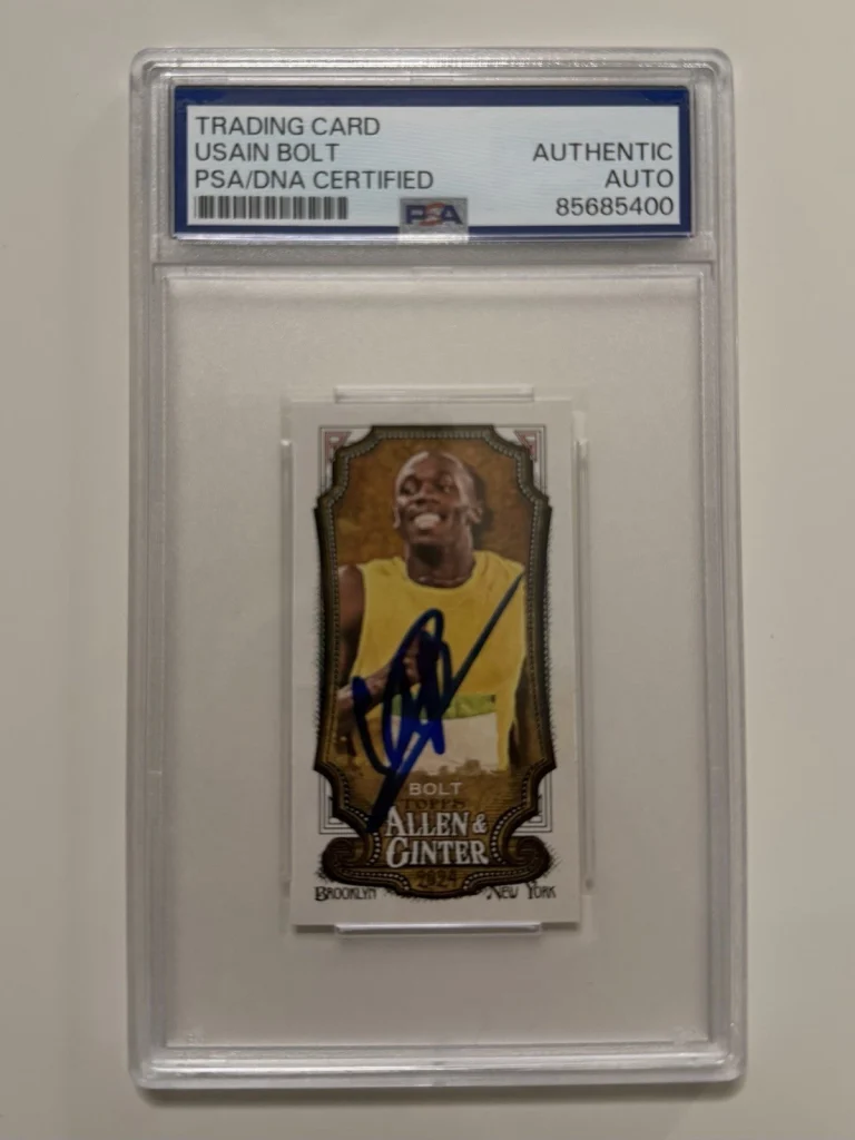 Usain Bolt Autographed 2024 Allen & Ginter Mini Trading Card #208 PSA/DNA