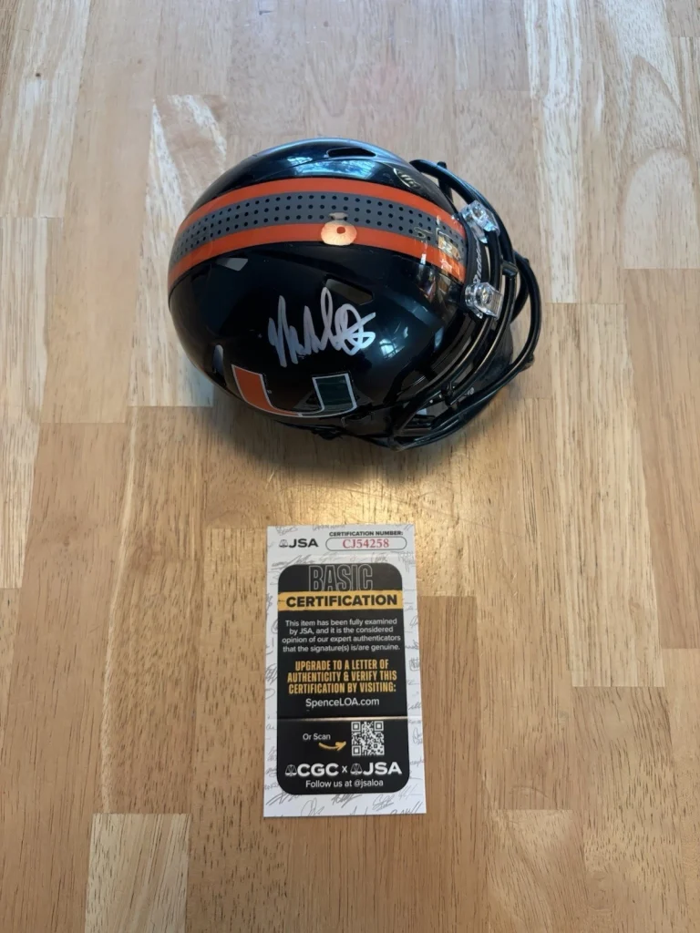 MARIO CRISTOBAL MIAMI HURRICANES HEAD COACH RARE SIGNED MINI HELMET JSA COA