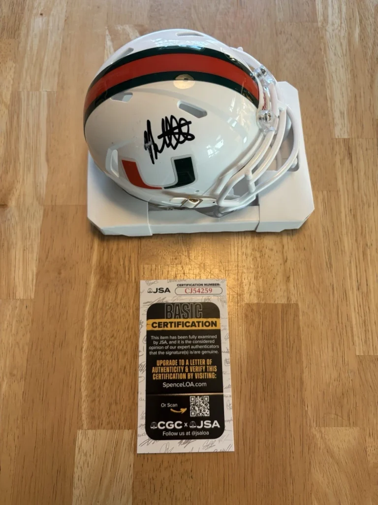 MARIO CRISTOBAL MIAMI HURRICANES HEAD COACH RARE SIGNED MINI HELMET JSA COA