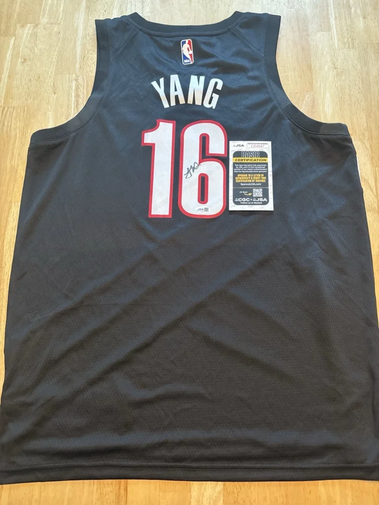 Yang Hansen Signed Autographed Portland Trail Blazers Jersey JSA COA