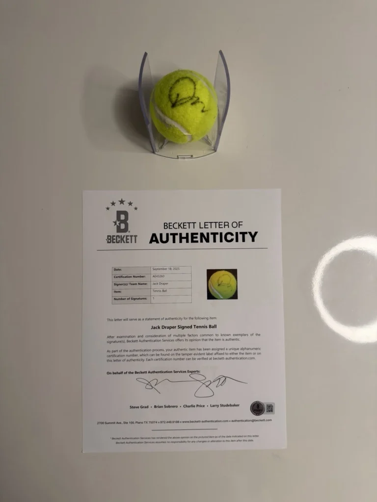 Jack Draper Autographed Penn 3 Tennis Ball Beckett BAS LOA COA