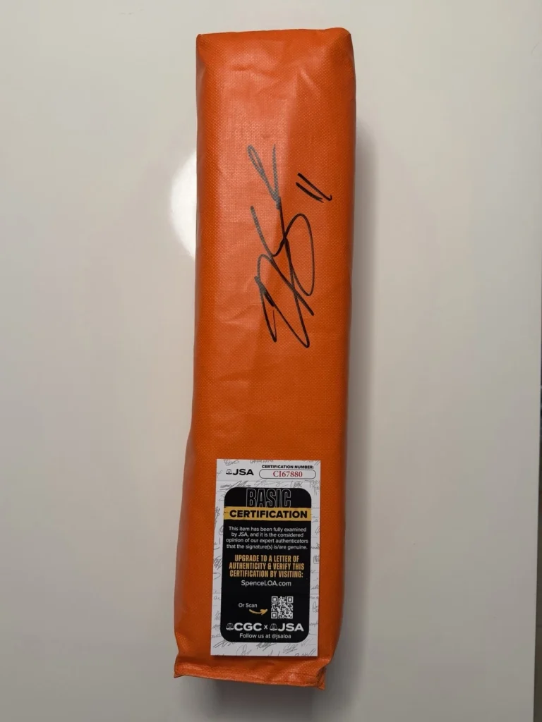 Carson Beck Miami Hurricanes Autographed Orange End Zone Pylon QB1 JSA COA