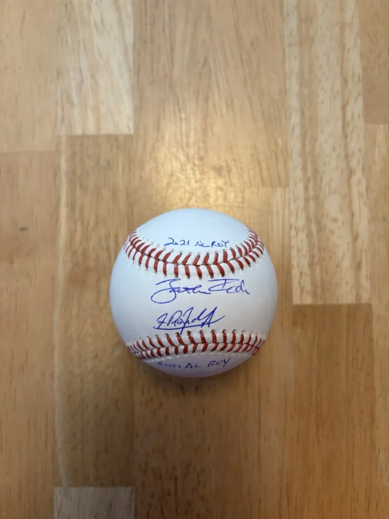 Randy Arozarena & Jonathan India Dual Signed Autographed Baseball ROY PSA COA