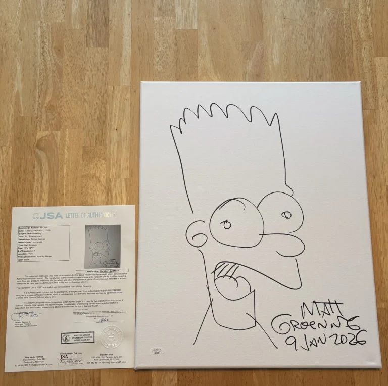 Matt Groening Signed 16x20 Canvas Bart Simpson Sketch JSA LOA