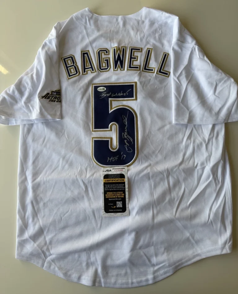 Jeff Bagwell Houston Astros Autographed Jersey Inscribed HOF 17 JSA COA