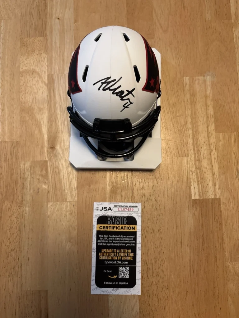 ADAM VINATIERI SIGNED Autographed PATRIOTS LUNAR ECLIPSE MINI HELMET. JSA Coa.