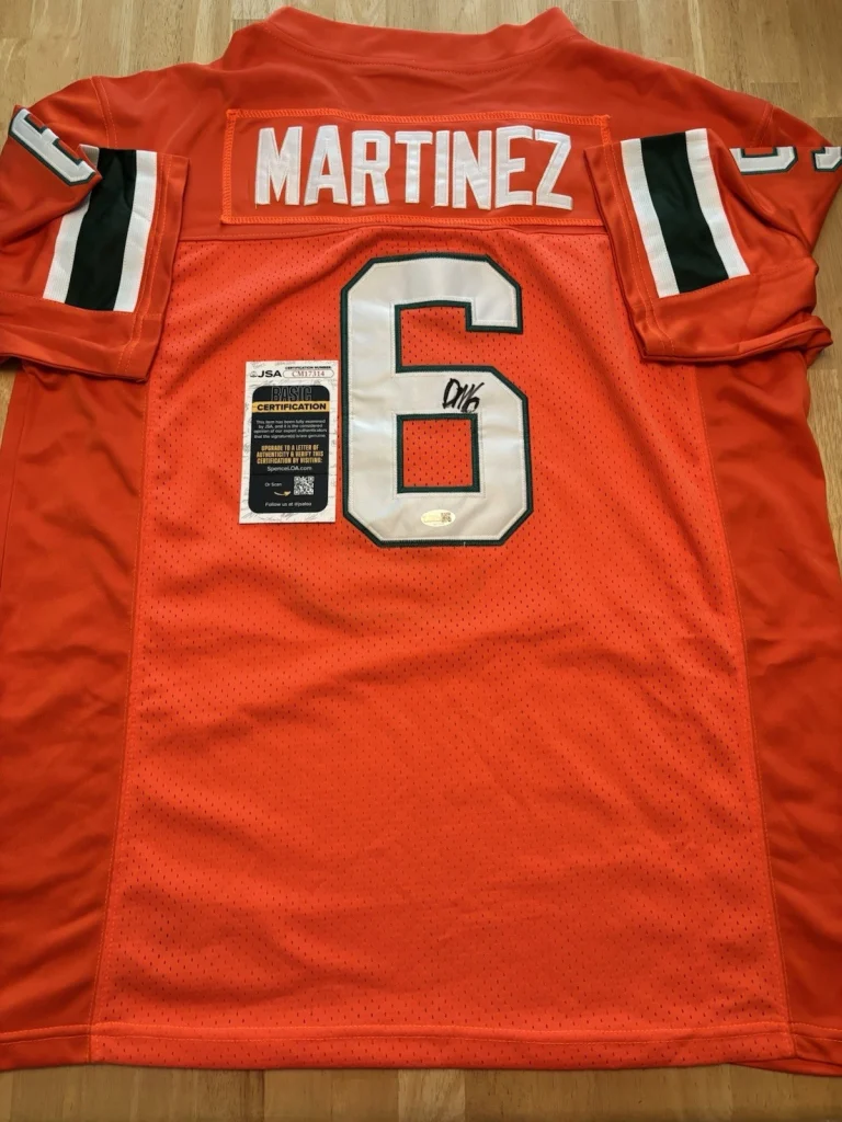 Damien Martinez Signed Autographed Miami Hurricanes Jersey. JSA Coa