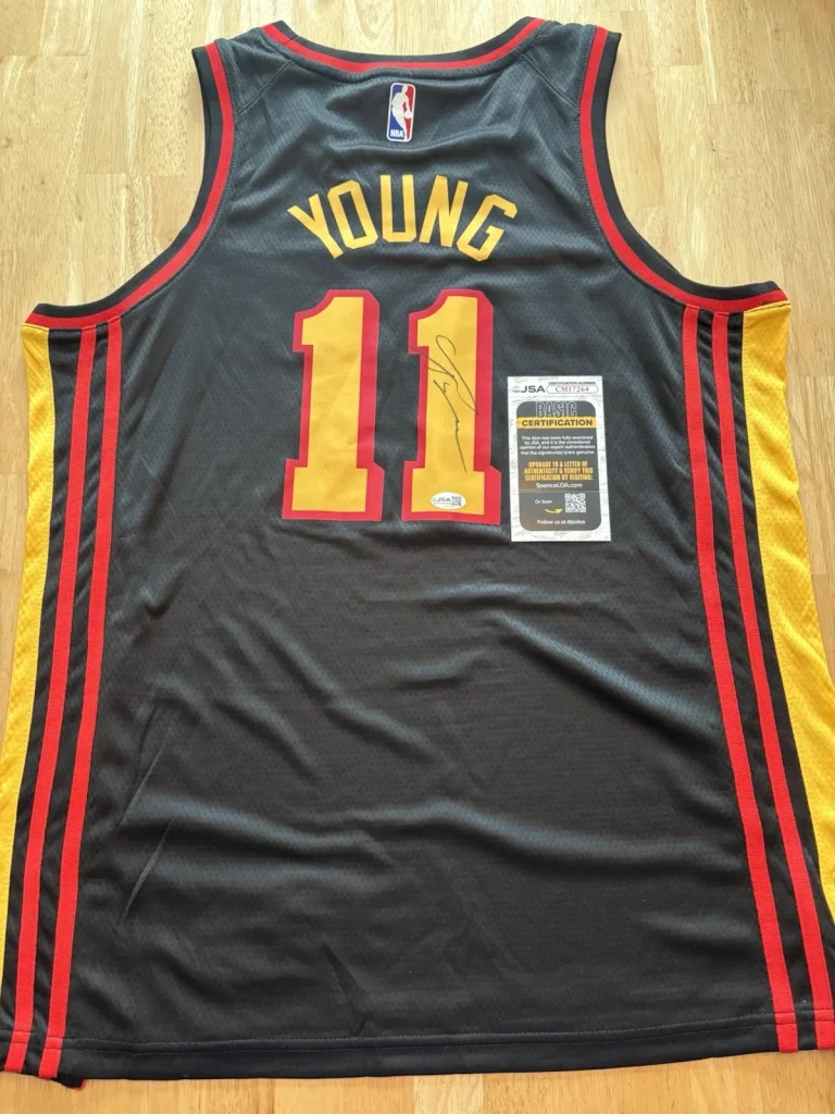 TRAE YOUNG SIGNED AUTOGRAPHED ATLANTA HAWKS JERSEY. JSA Coa