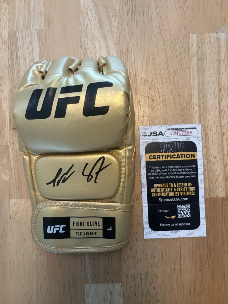 Tatiana Suarez SIGNED AUTOGRAPHED UFC GLOVE MMA FIGHTER GOLD JSA